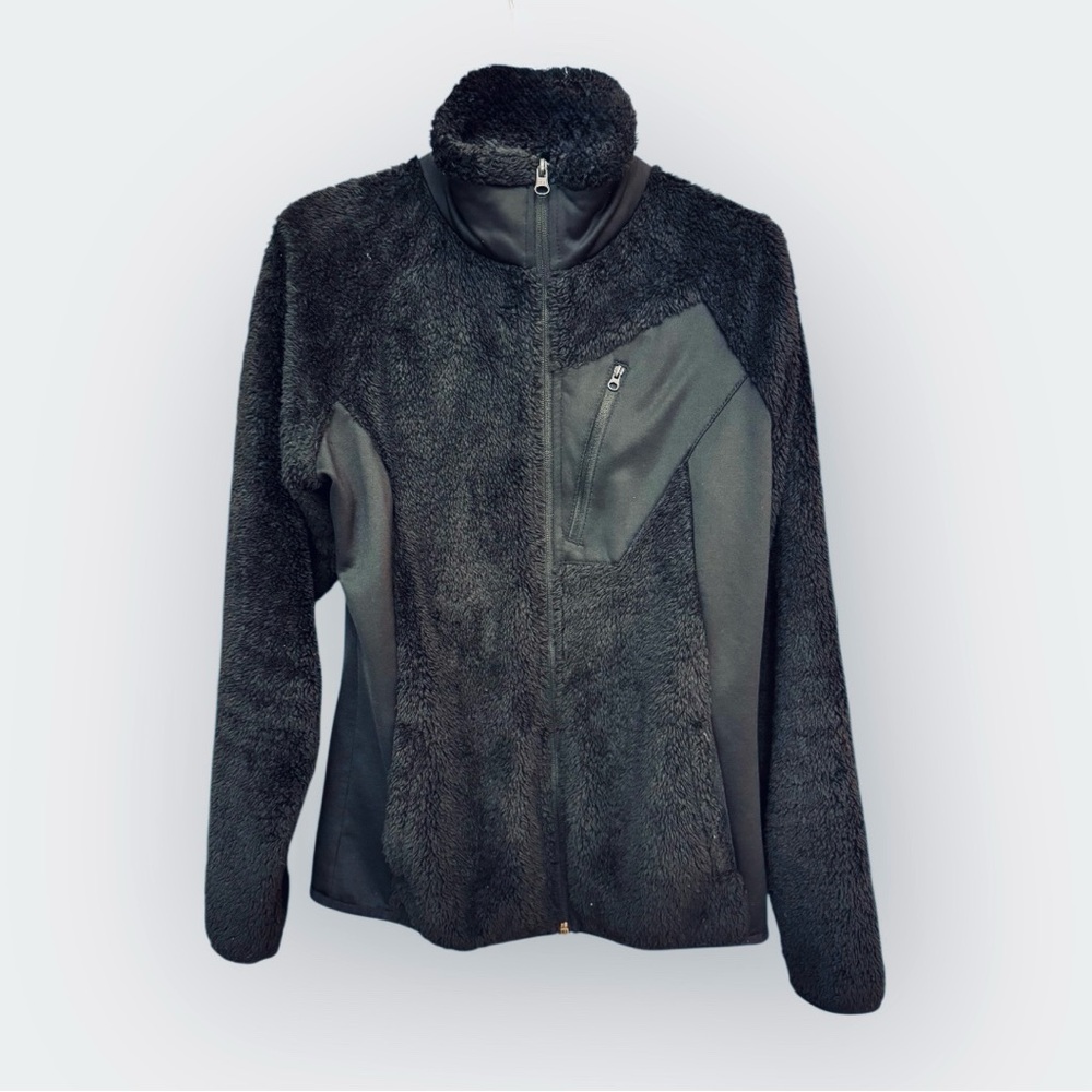 🆕COLUMBIA warm black fleece zip up jacket with three pockets